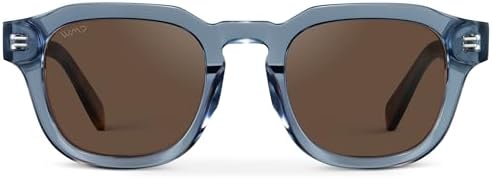 WMP Eyewear – Men's Square Polarized Sunglasses: Thick acetate frame, bold geometry, 5-cylinder hinges, 60s retro design.