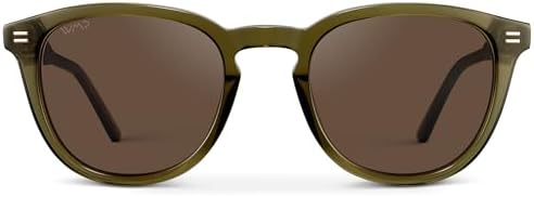 WMP Eyewear – Classic Round Polarized Sunglasses for Men, Premium Ultra-Thin Acetate Frame with Embossed Rivet Details