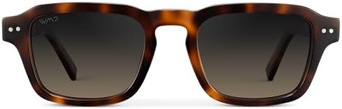 WearMe Pro - Men's Polarized Sunglasses: Narrow geometric frame, rectangular lenses, round studs, injection-molded metal core