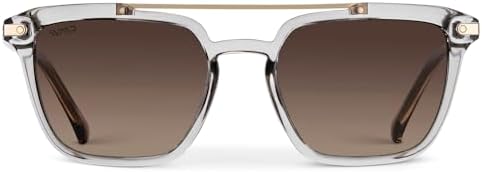 WearMe Pro Modern Men's Square Aviator Sunglasses - Bimetallic Bridge with Polarized Lenses