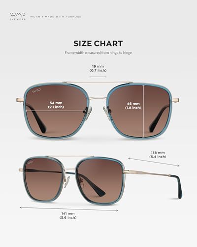 WearMe Pro - Women's Polarized Square Sunglasses: Modern Square Aviator Double Bridge Retro Aesthetics