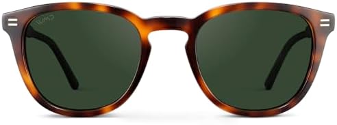 WMP Eyewear – Classic Round Polarized Sunglasses for Men, Premium Ultra-Thin Acetate Frame with Embossed Rivet Details