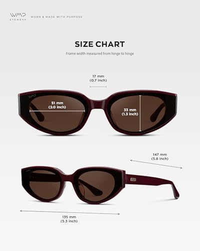 WearMe Pro - Women's Narrow Cat-Eye Sunglasses: Acetate Frame and Anti-Reflective Lenses