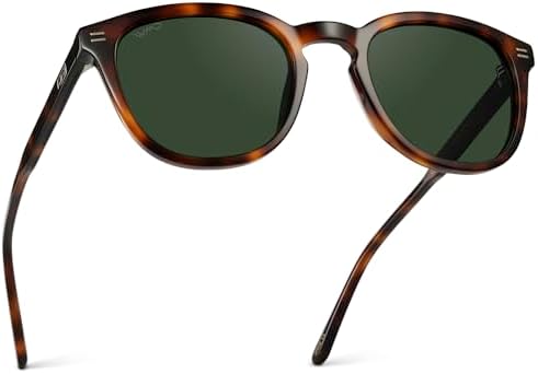 WMP Eyewear – Classic Round Polarized Sunglasses for Men, Premium Ultra-Thin Acetate Frame with Embossed Rivet Details