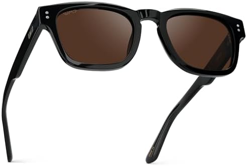 WMP Eyewear – Men's Polarized Rectangular Sunglasses: Thick Acetate Frame, Modern Style