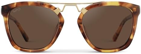 WMP Eyewear - Women's Oversized Polarized Sunglasses: Square Retro Style with Metal Double Bridge