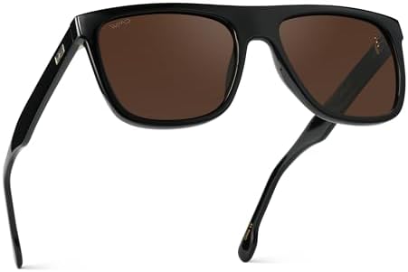 WMP Eyewear - Men's Bold Flat-Top Square Sunglasses, Polarized Lenses, 100% UV Protection, Lightweight and Durable