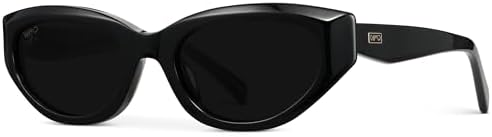 WearMe Pro - Women's Polarized Sunglasses, Narrow Stylish Cat-Eye Acetate Frame, Oval Lenses, Hand-Polished