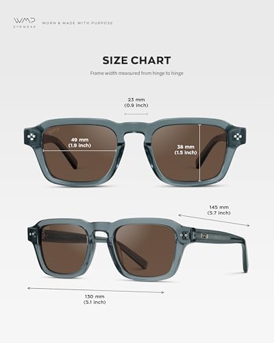 WearMe Pro - Men's Polarized Sunglasses: Narrow geometric frame, rectangular lenses, round studs, injection-molded metal core