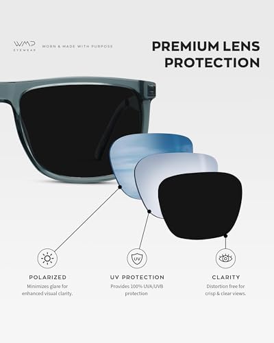 WMP Eyewear - Men's Polarized Flat-Top Square Sunglasses