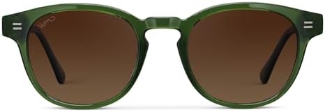 WMP Eyewear - Men's Retro Round/Oval Polarized Sunglasses, Lightweight Acetate Frame, UV Protection, Metal Core Design