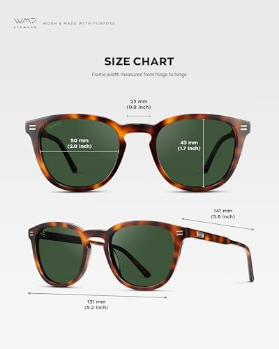WMP Eyewear – Classic Round Polarized Sunglasses for Men, Premium Ultra-Thin Acetate Frame with Embossed Rivet Details