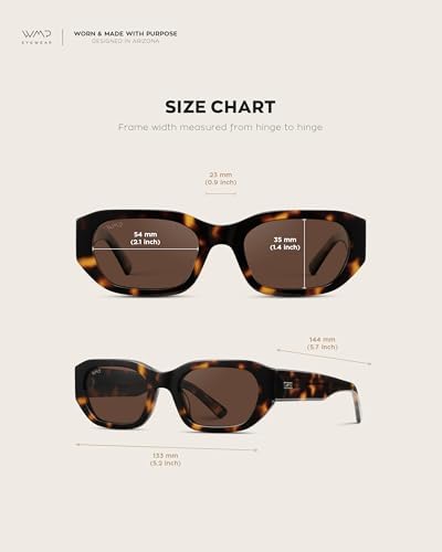 WearMe Pro - Women's Narrow Rectangular Sunglasses - Polarized, Lightweight Acetate, 100% UV Protection