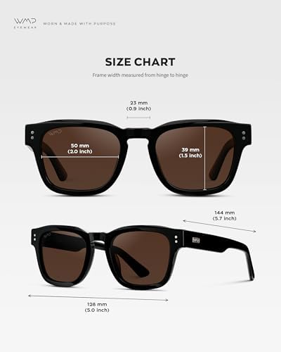 WMP Eyewear – Men's Polarized Rectangular Sunglasses: Thick Acetate Frame, Modern Style