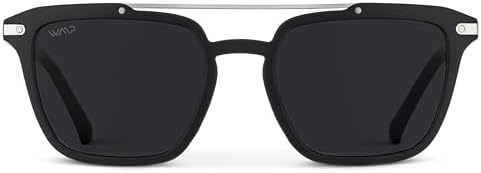 WearMe Pro Modern Men's Square Aviator Sunglasses - Bimetallic Bridge with Polarized Lenses