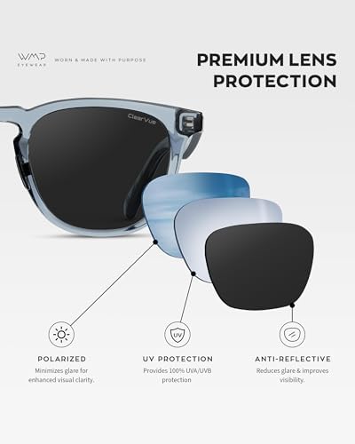 WMP Eyewear – Men's Polarized Sport Golf Sunglasses: Round Frame, Anti-reflective Lens, Anti-slip Nose Pads, Lightweight