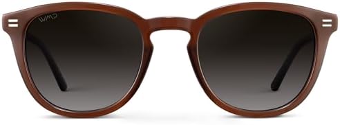 WMP Eyewear – Classic Round Polarized Sunglasses for Men, Premium Ultra-Thin Acetate Frame with Embossed Rivet Details