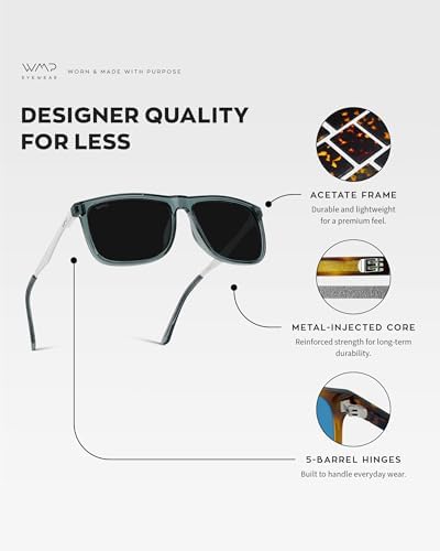 WMP Eyewear - Men's Polarized Flat-Top Square Sunglasses