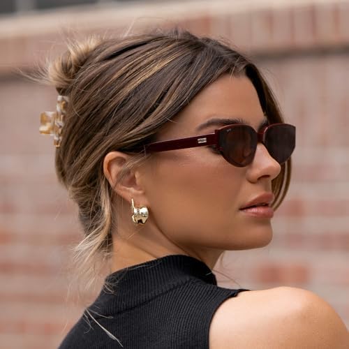 WearMe Pro - Women's Narrow Cat-Eye Sunglasses: Acetate Frame and Anti-Reflective Lenses