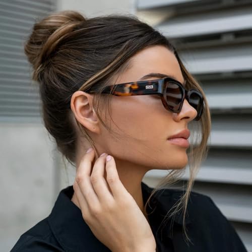 WearMe Pro - Women's Narrow Rectangular Sunglasses - Polarized, Lightweight Acetate, 100% UV Protection