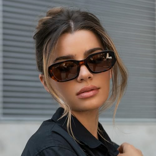 WearMe Pro - Women's Narrow Rectangular Sunglasses - Polarized, Lightweight Acetate, 100% UV Protection