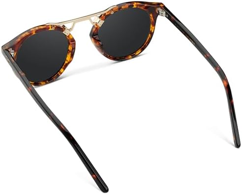 WearMe Pro Women's Polarized Round Retro Double Bridge Sunglasses