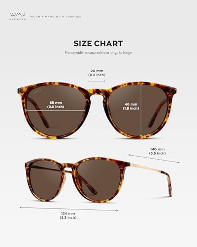 WearMe Pro Women's Round Polarized Sunglasses - UV400 Protection, Lightweight Frame, Retro Style