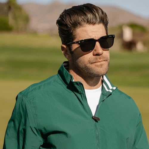 WMP Eyewear – Men's Rectangular Performance Sunglasses – Designed for golf, featuring anti-reflective lenses and non-slip nose pads.