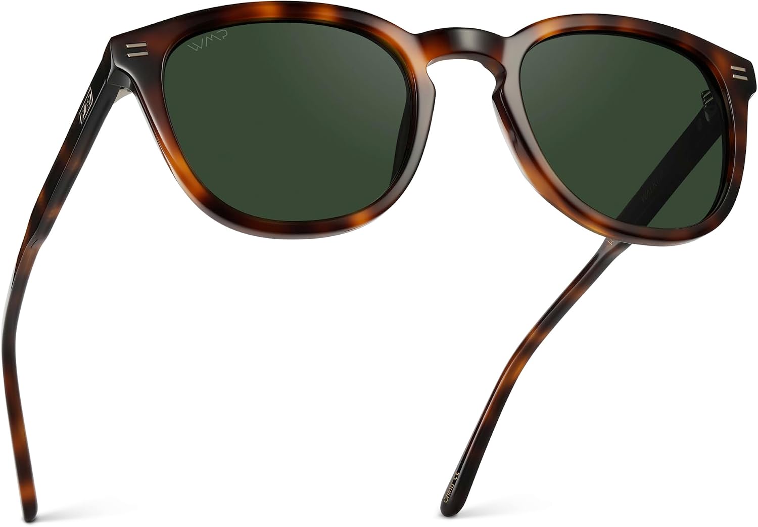 WMP Eyewear – Classic Round Polarized Sunglasses for Men, Premium Ultra-Thin Acetate Frame with Embossed Rivet Details