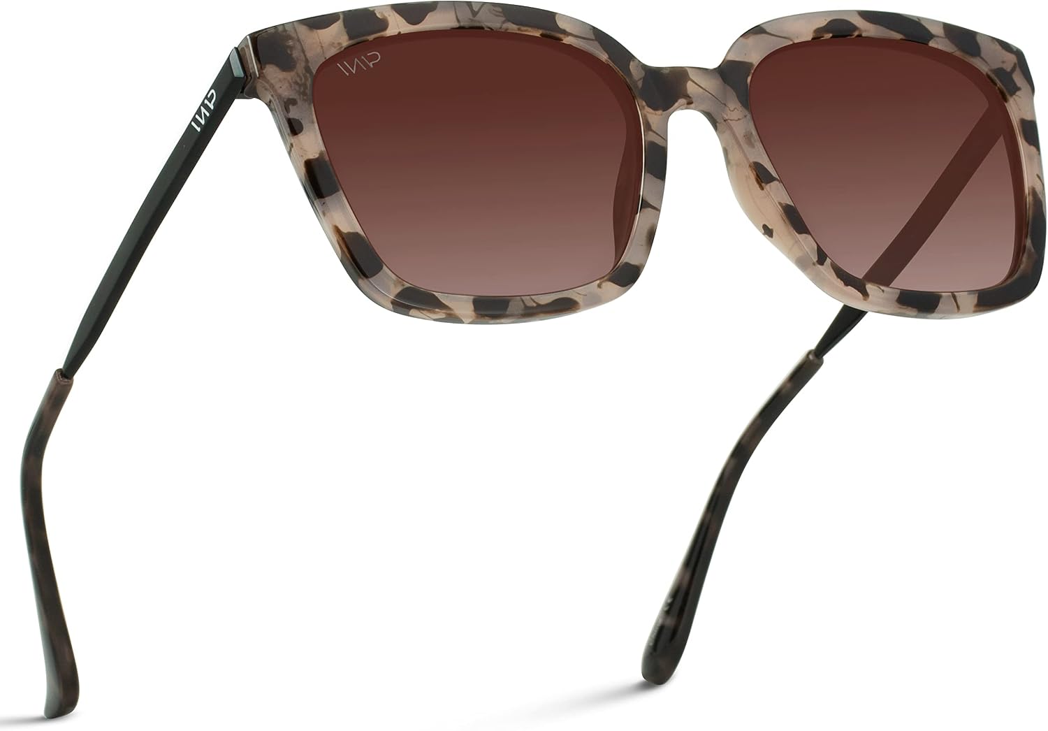WearMe Pro WMP Eyeglasses - Square Oversized Metal Frame Stylish Women's Polarized Sunglasses